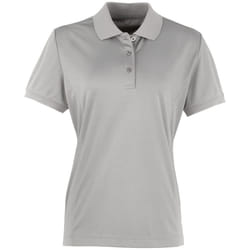 Premier Womens/Ladies Coolchecker Short Sleeve Pique Polo T-Shirt - 2XL, Silver