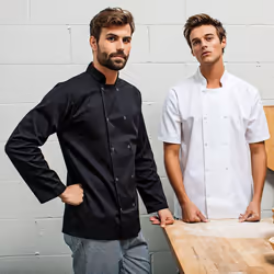 Premier Studded Front Long Sleeve Chefs Jacket / Chefswear - XS, Black