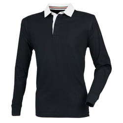 Front Row Mens Premium Long Sleeve Rugby Shirt/Top - S, Black
