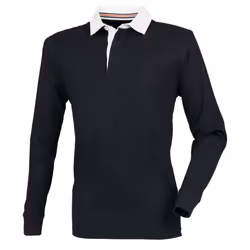 Front Row Mens Premium Long Sleeve Rugby Shirt/Top - XS, Black