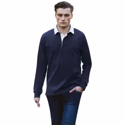 Front Row Mens Premium Long Sleeve Rugby Shirt/Top - XS, Navy