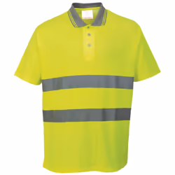 Portwest Cotton Comfort Reflective Safety Short Sleeve Polo Shirt - M, Yellow