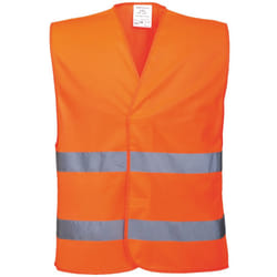 Portwest Unisex High Visibility Two Band Safety Work Vest - LXL, Orange