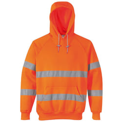 Portwest Unisex Hi-Vis Safety Hooded Sweatshirt / Hoodie - XL, Orange