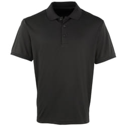 Premier Mens Coolchecker Pique Short Sleeve Polo T-Shirt - L, Black