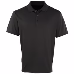 Premier Mens Coolchecker Pique Short Sleeve Polo T-Shirt - M, Black