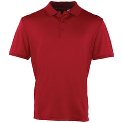 Premier Mens Coolchecker Pique Short Sleeve Polo T-Shirt - 2XL, Burgundy