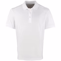 Premier Mens Coolchecker Pique Short Sleeve Polo T-Shirt - L, White