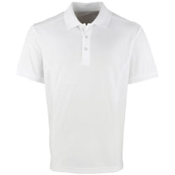 Premier Mens Coolchecker Pique Short Sleeve Polo T-Shirt - M, White