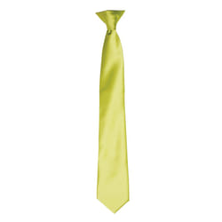 Premier Colours Mens Satin Clip Tie - One size, Lime