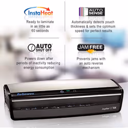 Fellowes Jupiter 2 A3 Office Laminator, 80-250 Micron, Rapid 1 Minute Warm Up Time, Including 10 Free Pouches