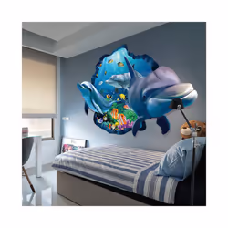 3D Large Dolphin Wall Sticker Bedroom Decal Fridge Mural Art Decor Nemo Water