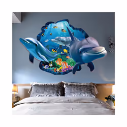 3D Large Dolphin Wall Sticker Bedroom Decal Fridge Mural Art Decor Nemo Water