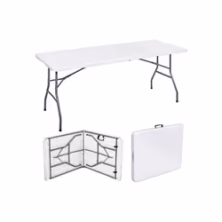 5ft Trestle Folding Table Indoor Outdoor Garden Plastic Picnic BBQ Catering - White