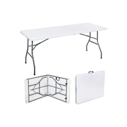 5ft Trestle Folding Table Indoor Outdoor Garden Plastic Picnic BBQ Catering - White