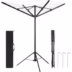 4 Arm Rotary Washing Line Freestanding Portable Airer Foldable Laundry Dryer 16m