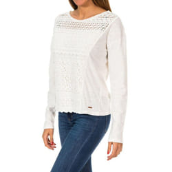 Jersey De Manga Larga Colorado Fringe Lace Tee G60002on Para Mujer - white, XXS