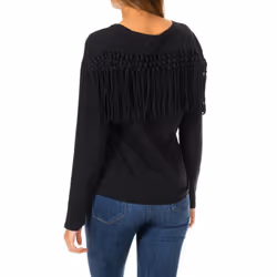 Jersey De Manga Larga Colorado Fringe Lace Tee G60002on Para Mujer - white, XXS