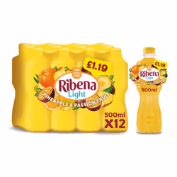 Ribena Pineapple & Passionfruit Fruit Juice Drink No Added Sugar 500ml (Pack of 12)