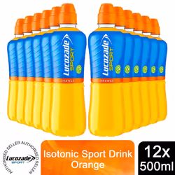 Lucozade Sport Orange Isotonic Sport Energy Drink Fat Free, 12x500ml