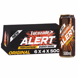 Lucozade Alert Original High Caffeine Energy Drink VitaminB3, 24x500ml