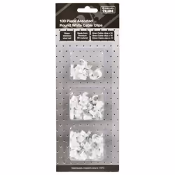 White 100 Piece Assorted Round Cable Clips 6mm   8mm   10mm
