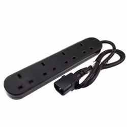 kenable IEC C14 to 4 Way UK Mains Sockets Lead UPS Power Splitter 1m BLACK