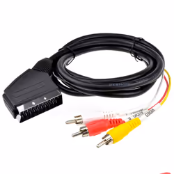 kenable Scart Plug In Out to Red White Yellow RCA 3 x Phono Plugs AV Cable 2m