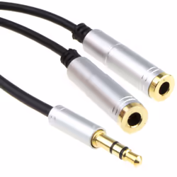 kenable PRO OFC 3.5mm Stereo Jack AUX Headphone Splitter TPE Cable Lead Gold 20cm BLACK
