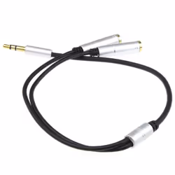 kenable PRO OFC 3.5mm Stereo Jack AUX Headphone Splitter TPE Cable Lead Gold 20cm BLACK