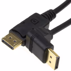 kenable Right Angle DisplayPort v1.2 Plug to Straight Plug Cable 4K  50cm