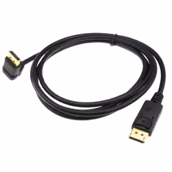 kenable Right Angle DisplayPort v1.2 Plug to Straight Plug Cable 4K 2m