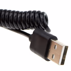 kenable Coiled Shielded USB 2.0 A To MICRO B Data and Charging Cable BLACK 1.8m