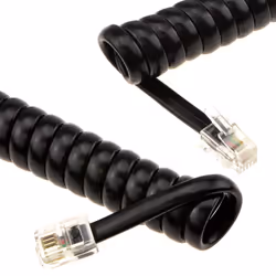 kenable Telephone Handset Coiled RJ10 Plug to RJ10 Plug Cable Lead Black 6m