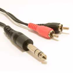 kenable 6.35mm Stereo Jack Plug to Aux RCA Phono Plugs OFC Audio Cable 0.5m