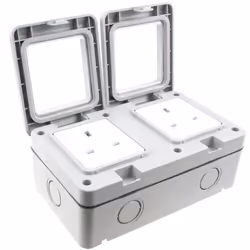 kenable Outdoor IP55 Weatherproof UK Power Supply Socket Outlet 2 Gang with Backbox