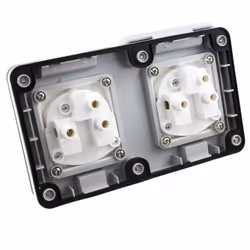 kenable Outdoor IP55 Weatherproof UK Power Supply Socket Outlet 2 Gang with Backbox
