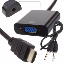 kenable HDMI Digital to SVGA 15 Pin Analogue with Audio Converter Adapter Black 1080P