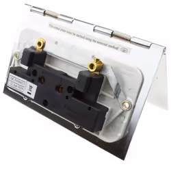 kenable 13A Hinged Double Gang Mains Power 240V Outlet Socket Brushed Stainless Steel