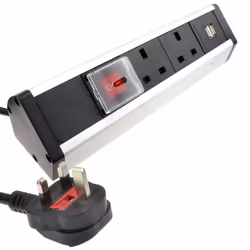 kenable Desktop Bench Table Mountable PDU 2 x UK Sockets & 2 x USB Power Pod Switched