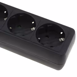 European 2 Pin 5 Gang SURGE PROTECTED Mains Extension Lead Schuko 1.5m Black