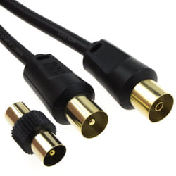 kenable RF Male to Female Extension Lead Freeview TV Cable & Male Coupler Black 5m