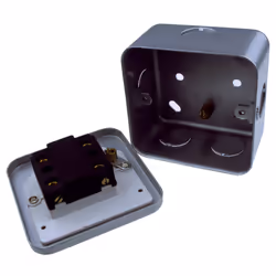 kenable Single Gang Metal Clad Steel Unswitched 13A Fuse FCU Box with Cable Entry Points