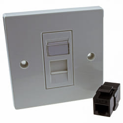 kenable Through Coupler Faceplate Cat6 1 Port RJ45 Socket Network UK Plate
