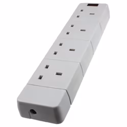 kenable 4 Gang Way 13A UK Rewireable Mains Extension with Neon Light White