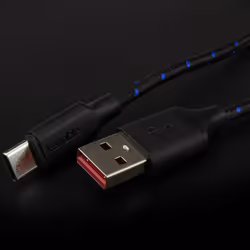 kenable BRAIDED 20AWG USB A To Type C USB C FAST CHARGE 3A+ Charging Cable 0.5m BLACK
