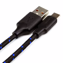 kenable BRAIDED 20AWG USB A To Type C USB C FAST CHARGE 3A+ Charging Cable 0.5m BLACK