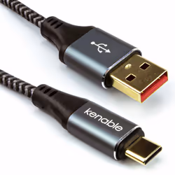 kenable PRO 20AWG USB C Ultra Fast Charger/Quick Charge 3A+ Cable for Phones 2m BLACK