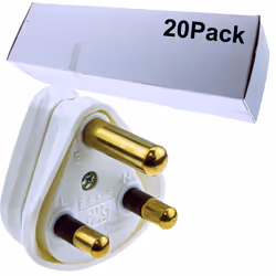 kenable 3 ROUND PIN Power Plug for Industrial 15A Sockets Unfused BS546 White [20 Pack]