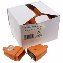 kenable 2 Pin Heavy Duty Rubber 10 Amp In Line Coupler Connector Orange [10 Pack]